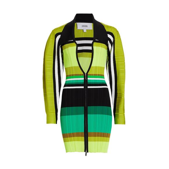 Christopher John Rogers Green Nylon Deep V-Neck Polo Mini Dress Size XS - Picture 1 of 4